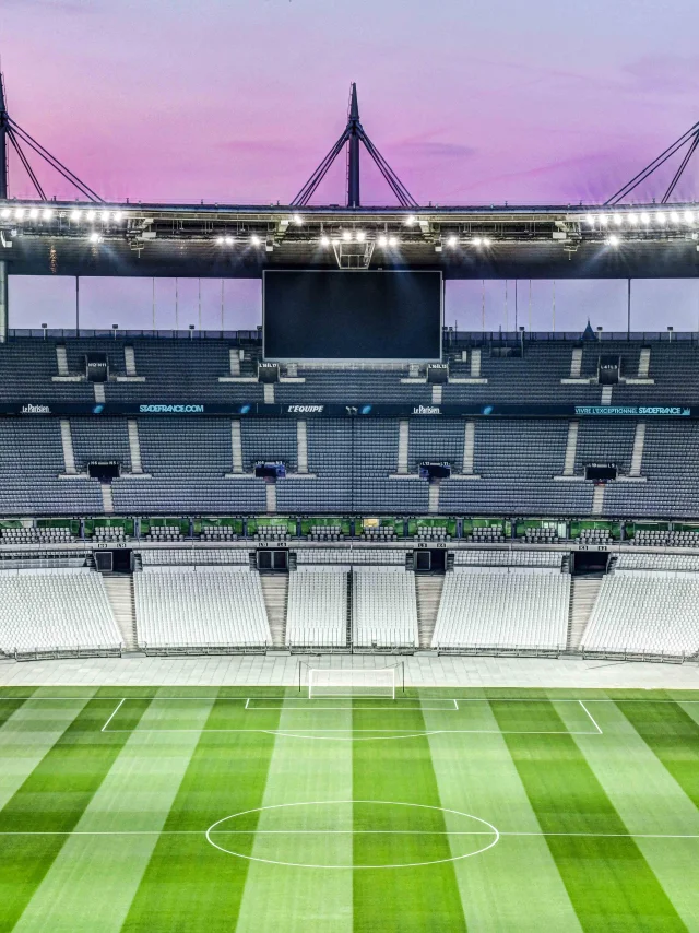 Ilustración del Stade de France con motivo del nuevo logotipo Bleu Foto: Charly hel