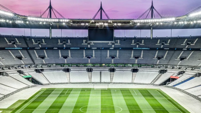 Ilustración del Stade de France con motivo del nuevo logotipo Bleu Foto: Charly hel